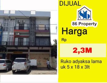 Dijual ruko jl.adiyaksa lama dekat Hertasning dan pengayoman