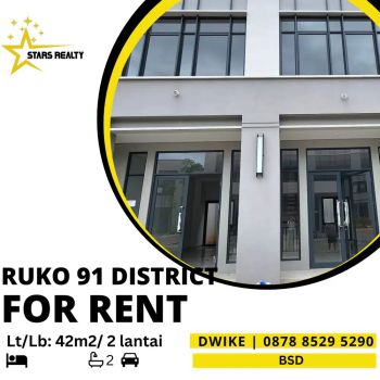 DISEWWAKAN Ruko 91 District BSD, Langka, Strategiss