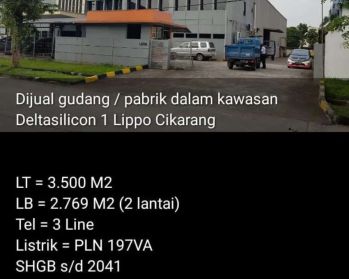 Dijual Gudang/Pabrik Murah dalam Kawasan DeltaSilicon Lippo Cikarang
