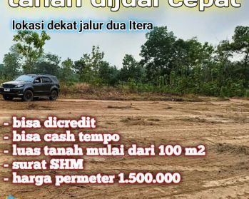 Tanah kavling termurah pinggir jalan dekat kampus itera