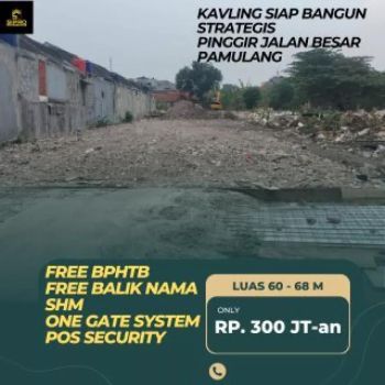 S623.Kavling siap Bangun Strategis Hrg Ekonomis Free Biaya di Pamulang