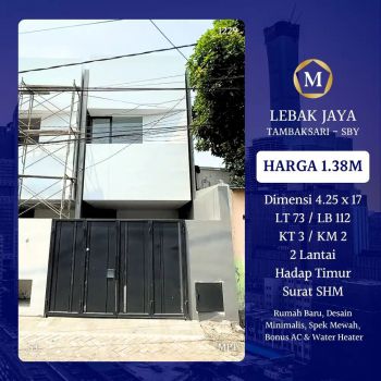 Rumah Mewah Baru Minimalis Lebak Jaya Tambaksari Surabaya Timur Murah