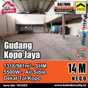 Dijual Gudang Aktif Terawat dekat Exit Tol Kopo