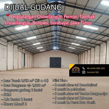 Gudang Pergudangan Raya Mutiara Tambak Langon Osowilangun Indah Permai