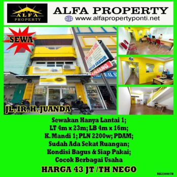 Disewa Kantor Hanya Lt 1 Sdh Renovasi Siap Pakai Jl Juanda Pontianak