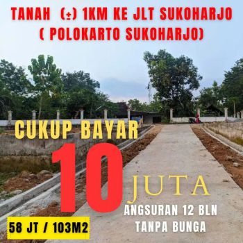 Dijual Tanah Kavling Murah Di Polokarto Sukoharjo
