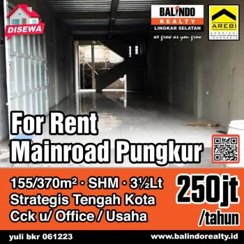 Disewakan Ruko Baru Bagus di Mainroad Pungkur Karapitan Kota Bandung