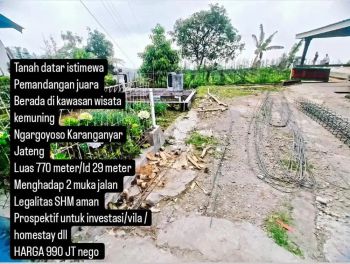 Jual tanah kemuning Karanganyar Jateng View sangat istimewa