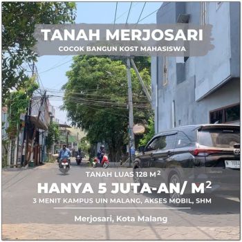 Tanah SHM Samping Taman Merjosari Cocok Bangun Kos 3 Menit UIN Malang