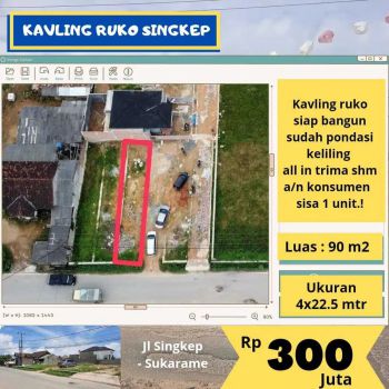 TANAH RUKO STRATEGIS PINGGIR JALAN UTAMA DEKAT PASAR