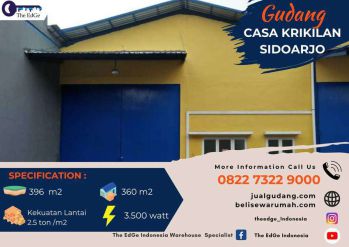 Jual Gudang Casa Krikilan Driyorejo 15 Menit dari Gerbang Tol Krian