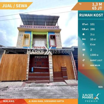 Dijual Rumah Kos Di Jalan Ikan Ikan Soekarno Hatta Kota Malang
