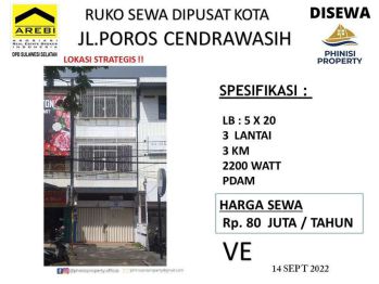 RUKO DISEWAKAN DIJALAN POROS CENDRAWASIH STRATEGIS