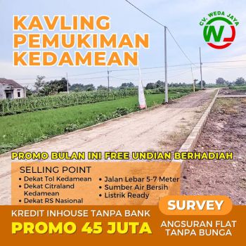 Tanah Kavling Murah Kredit Syarat Mudah Area Sekitar Surabaya