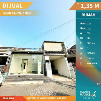 Dijual Rumah Semi Furnished Di Green Living Residence, Gadang Malang