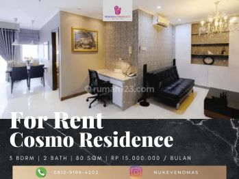 Disewakan Apartemen Cosmo Residence 2 Bedroom Middle Floor Full Furnish