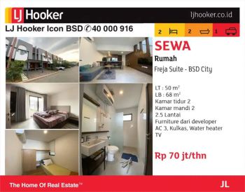 Disewakan rumah baru full furnish freja suite bsd city