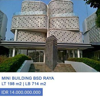Dijual Gedung Mini Building Perkantoran Di Jl BSD Raya Utama Tangerang