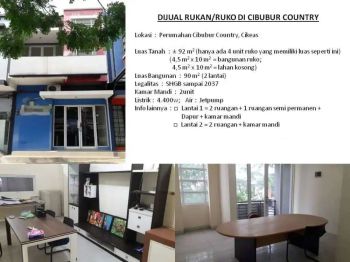 Jual Ruko di Jajaran Depan Cibubur Country.