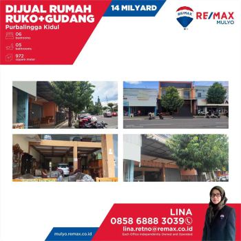 Dijual Rumah Ruko Gudang Tepi Jalan Raya Lokasi Purbalingga