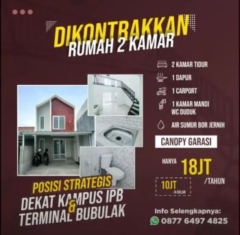 Rumah disewakan Nyaman, Murah di Kota Bogor dalam Cluster Dekat IPB