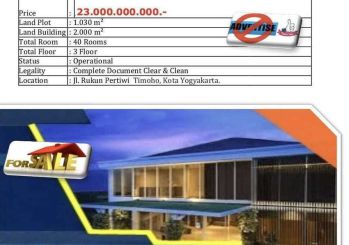 Hotel dijual di Timoho 40 kamar tidur hanya 23M