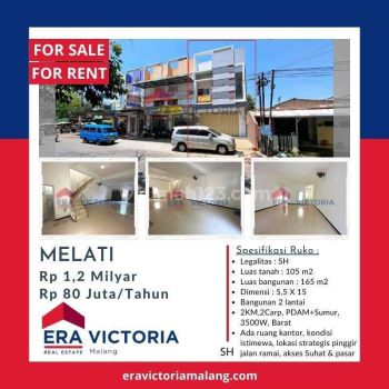 Ruko Ramai & Strategis di Jl. Melati Lowokwaru Sudah Renovasi