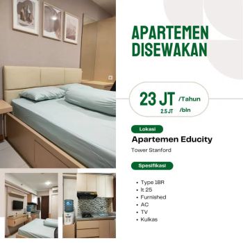 Disewakan Educity Apartemen Bulanan / Tahunan - Vista