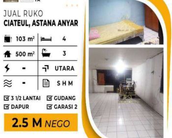 Jual cepat BU Ruko 4 lantai mainroad Astana Anyar hanya 2.5M NEGO aja
