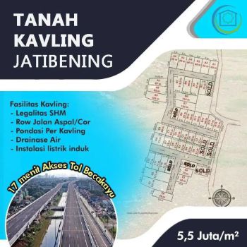 DIJUAL TANAH KAVLING SIAP BANGUN DI JATIBENING 2 KM KE TOL JATIBENING