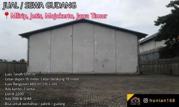 JUAL SEWA Gudang Tanah Pabrik Raya Mlirip Jetis Mojokerto