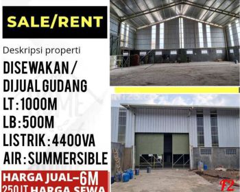 Gudang baru sangat luas akses truck dekat Tol.