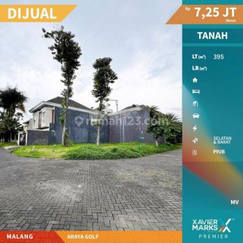 Tanah Kavling Hook di Jalan Utama Araya Golf Malang Bp1130