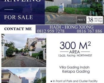 DIJUAL Kavling Villa Gading Indah-Kelapa Gading. 10 Menit ke MOI