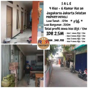 Sale 4 Kios + 6 Kamar kos2an Jagakarsa Jakarta Selatan