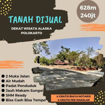 JUAL TANAH MURAH DI POLOKARTO SUKOHARJO DEKAT ALASKA