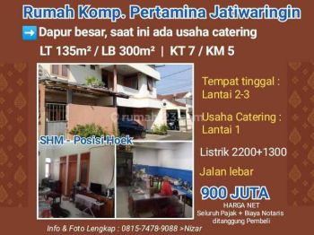 Rumah 3 lt Komp. Pertamina Jtwaringin. Dapur luas/bisnis catering