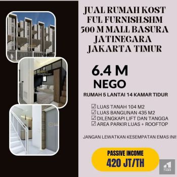 DIJUAL KOST DI JAKARTA ADA 14 KAMAR AREA BASSURA JAKARTA TIMUR