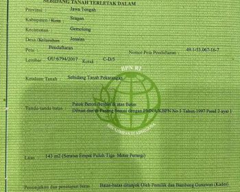 Dijual tanah pekarangan