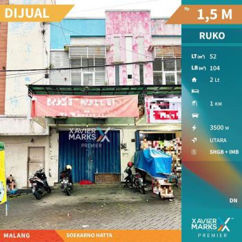 Dijual Ruko Lokasi Strategis Murah di Soekarno Hatta Kota Malang