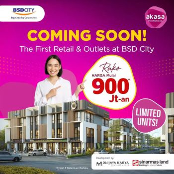 Ruko Baru Termurah Akasa Pureliving BSD 2-3 lantai start 900jtan