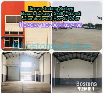 SEWA GUDANG GREEN SEDAYU BIZPARK CAKUNG 432 m2 12x36 FULL BANGUNAN 12x