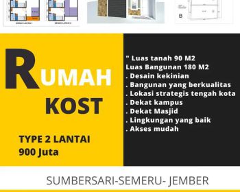 Rumah Kos dijual lokasi DEKAT KAMPUS Jember