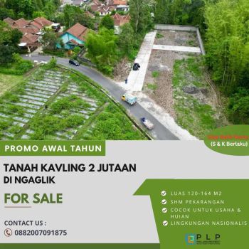 TANAH KAVLING 2 JUTAAN DI NGAGLIK SIAP BALIK NAMA MANGKU JALAN RAYA