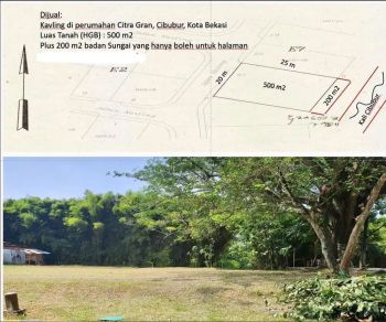 Dijual Tanah kavling 500m2 Bonus 200m2 termurah di Citra gran Cibubur