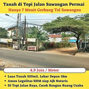 Tanah Murah Tepi Jalan Sawangan Permai Nempel Muchtar Raya