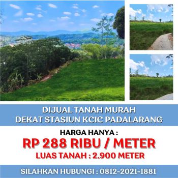 Jual Tanah Dekat Stasiun Kereta Cepat Padalarang