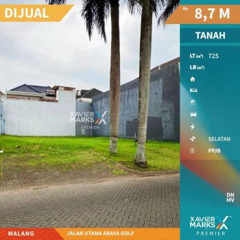 Tanah Kavling di Boulevard Jalan Utama Araya Golf Malang