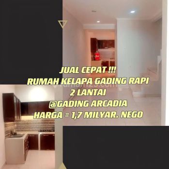 Urgent Sale Rumah Kelapa Gading Rapi 2 Lt Harga 1 M an Gading Arcadia