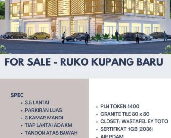 Jual Ruko New Gres Kupang Baru Hadap Jalan Raya Parkir Luas